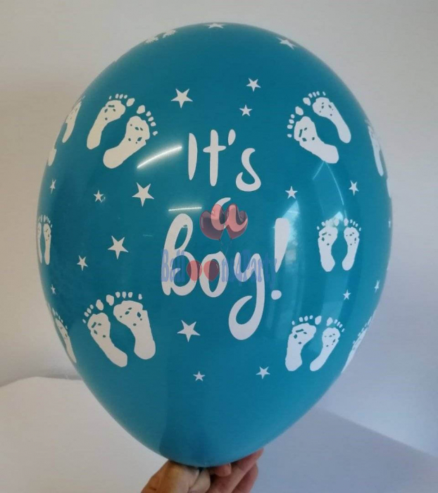 Set 10 baloane latex it's a boy imprimat global turcoaz 30cm [2]