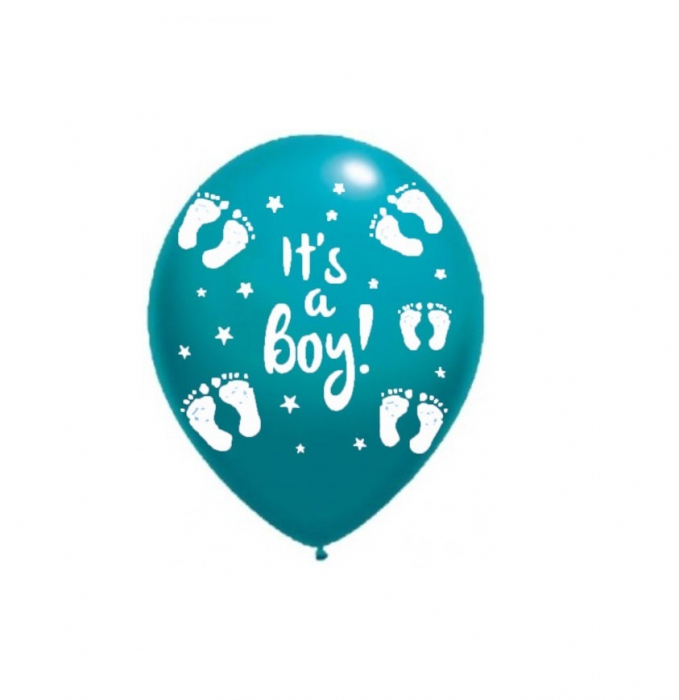 Set 10 baloane latex it's a boy imprimat global turcoaz 30cm [8]
