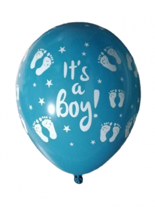 Set 10 baloane latex it's a boy imprimat global turcoaz 30cm [7]