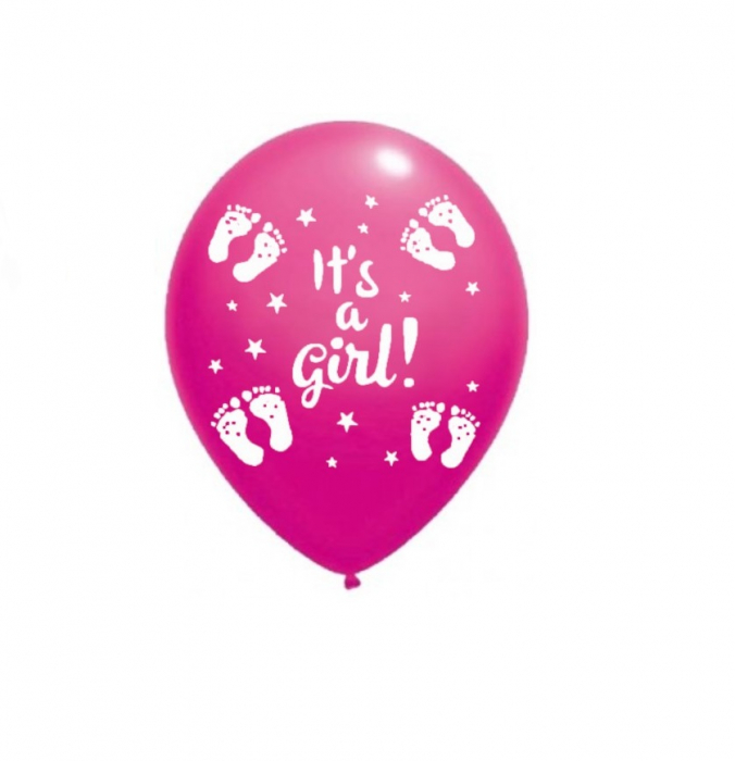 Set 10 baloane latex it's a girl imprimat global roz 30cm [8]