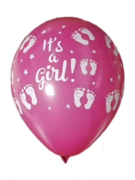 Set 10 baloane latex it's a girl imprimat global roz 30cm [7]