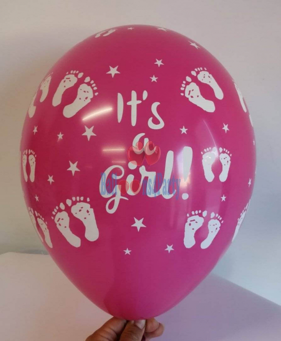 Set 10 baloane latex its a girl imprimat global roz 30cm [2]