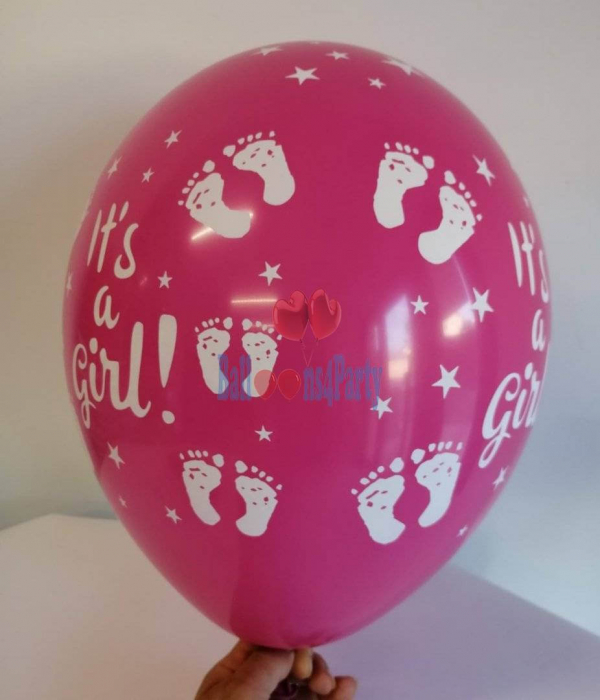 Set 10 baloane latex its a girl imprimat global roz 30cm [3]