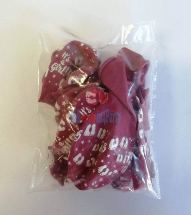 Set 10 baloane latex it's a girl imprimat global roz 30cm [6]