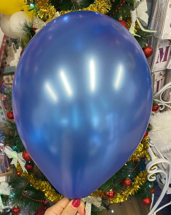Set 10 baloane latex metalizat sidef albastru 30 cm [2]