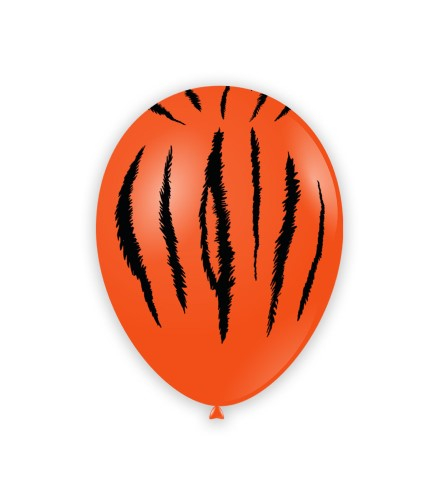 Set 10 baloane latex portocaliu imprimat tigru 30 cm