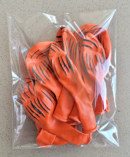 Set 10 baloane latex portocaliu imprimat tigru 30 cm [8]