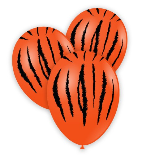 Set 10 baloane latex portocaliu imprimat tigru 30 cm [2]