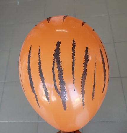Set 10 baloane latex portocaliu imprimat tigru 30 cm [4]