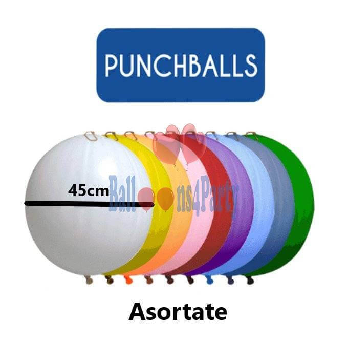 Set 10 baloane latex Punch Ball asortate 45cm [2]