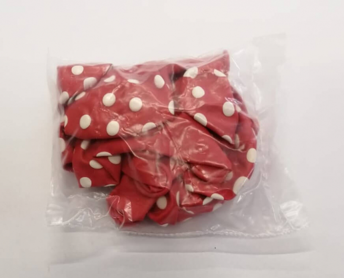 Set 10 baloane latex rosu cu buline albe 30cm [5]