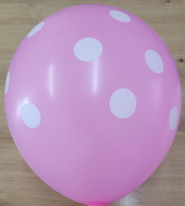 Set 10 baloane latex roz deschis cu buline albe 30 cm [3]