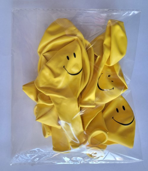 Set 10 baloane latex Smile face galben 30 cm [5]