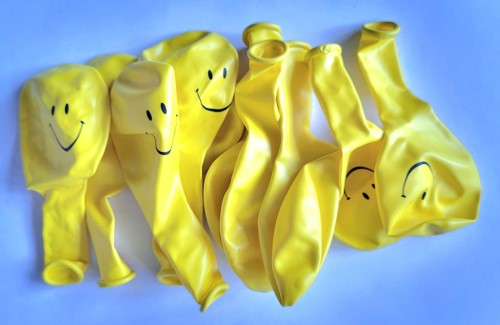 Set 10 baloane latex Smile face galben 30 cm [4]