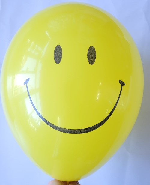 Set 10 baloane latex Smile face galben 30 cm [3]