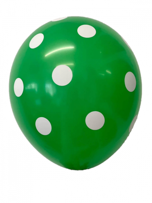 Set 10 baloane latex verde cu buline albe 30cm [2]