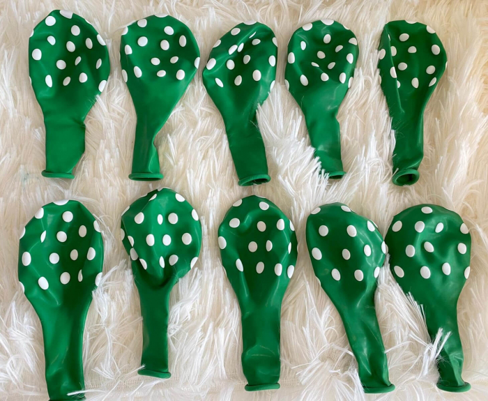 Set 10 baloane latex verde cu buline albe 30cm [4]