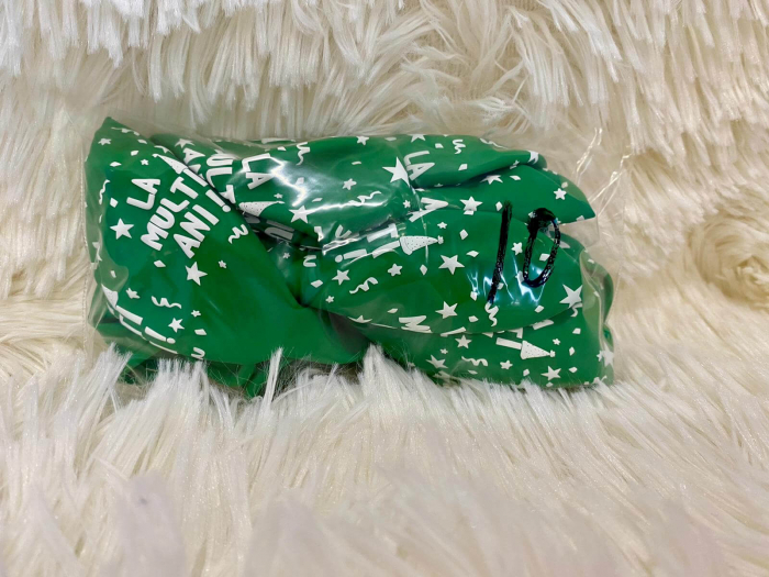 Set 10 baloane latex verde imprimate La multi ani alb 30cm [4]