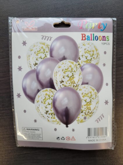 Set 10 baloane mov deschis chrom cu confetti aurii 30 cm [6]