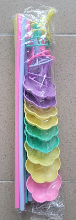 Set 10 bete multicolor macaron cu suport pentru baloane folie 42 cm [8]