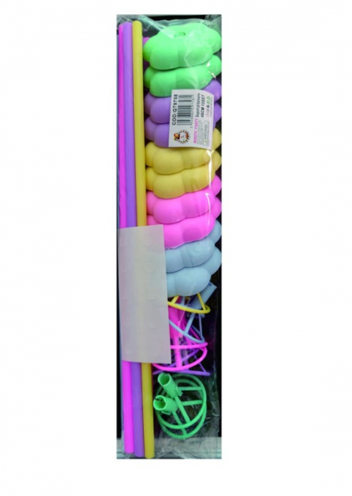 Set 10 bete multicolor macaron cu suport pentru baloane folie 42 cm [7]
