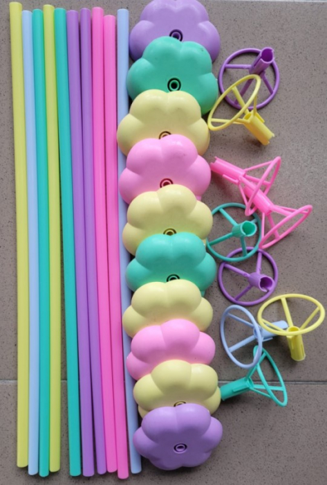 Set 10 bete multicolor macaron cu suport pentru baloane folie 42 cm [6]