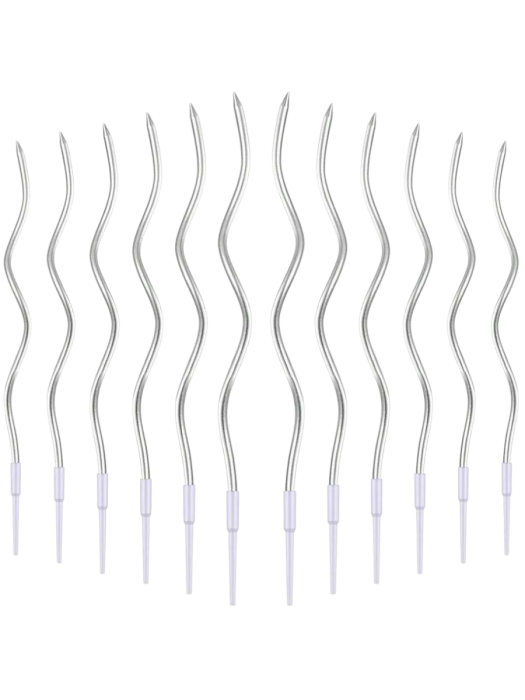 Set 10 lumanari spirala argintii 12 cm [1]