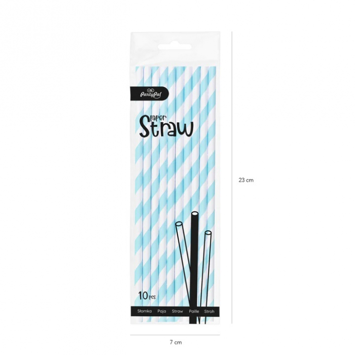 Set 10 paie carton dungi albastre cu alb 19.5 cm [6]