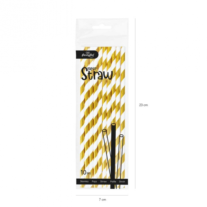 Set 10 paie carton dungi auriu cu alb 19.5 cm [4]