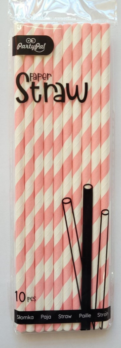 Set 10 paie carton dungi roz cu alb 19.5 cm [5]