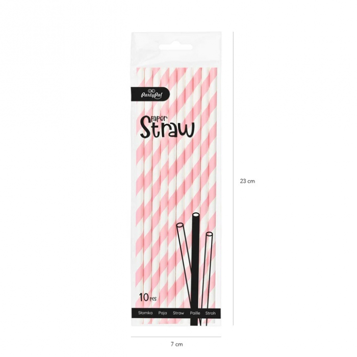 Set 10 paie carton dungi roz cu alb 19.5 cm [6]