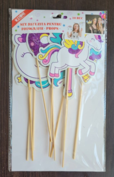 Set 10 propsuri unicorn, multicolor, 29 cm x 6 cm [4]