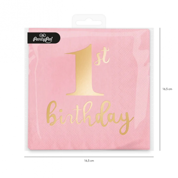 Set 10 servetele roz 1 an / prima aniversare 33 x 33 cm [4]