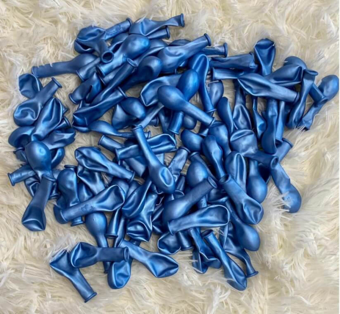 Set 100 baloane latex chrome albastru 13cm [4]