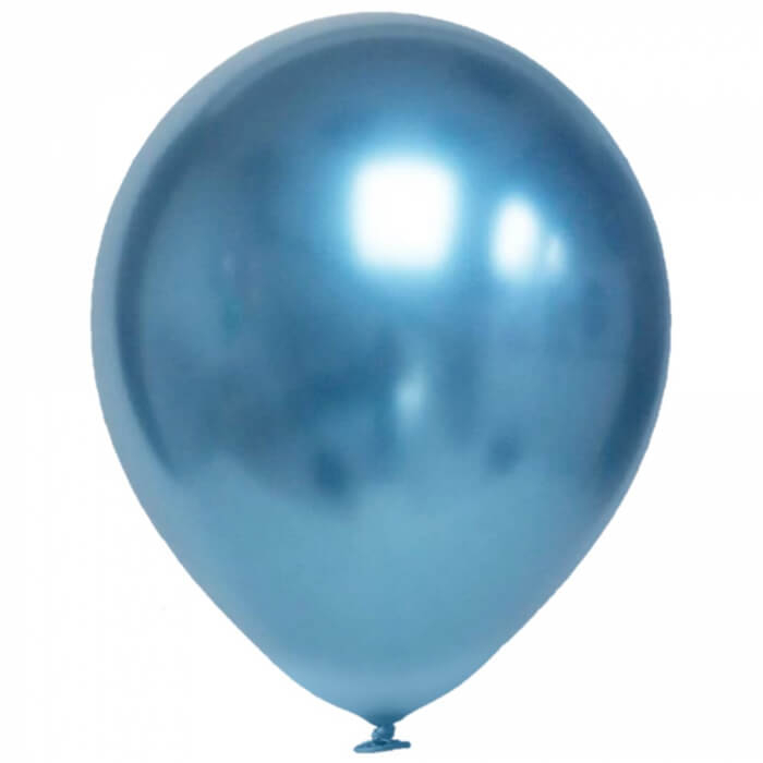 Set 100 baloane latex chrome albastru 13cm