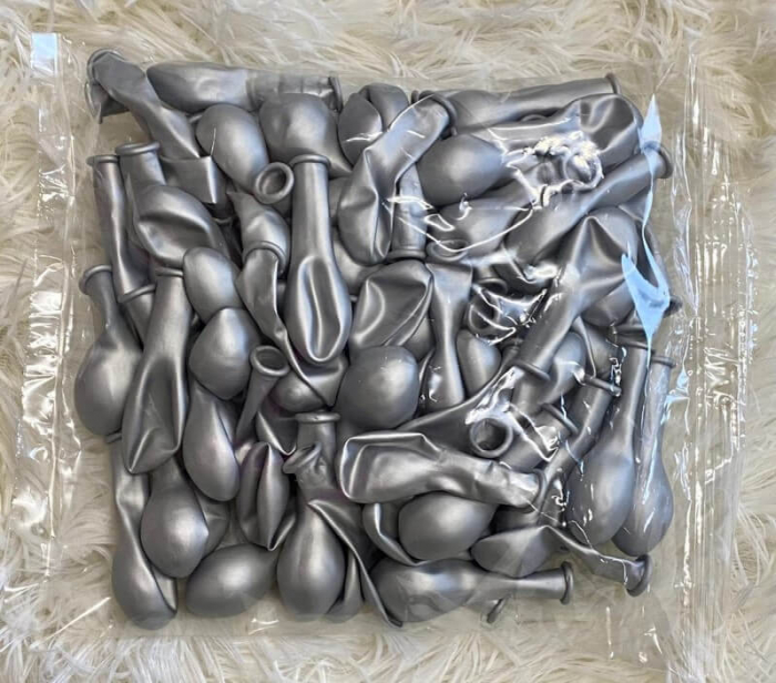 Set 100 baloane latex chrome argintiu 13cm [4]