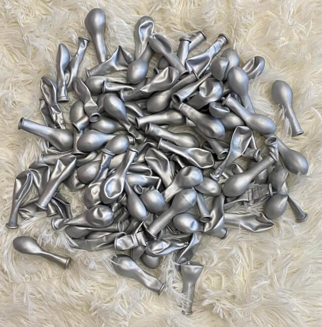 Set 100 baloane latex chrome argintiu 13cm [3]