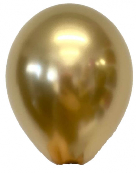Set 100 baloane latex chrome auriu 13 cm