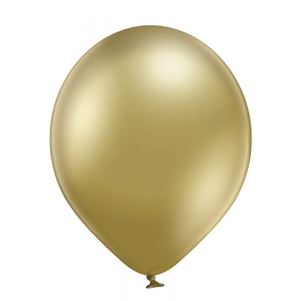 Set 100 baloane latex chrome auriu glossy premium 13 cm