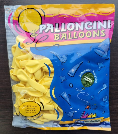Set 100 baloane latex galben mustar 13 cm [4]