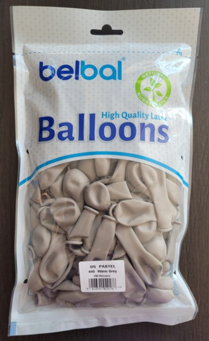 Set 100 baloane latex gri macaron 13 cm [5]