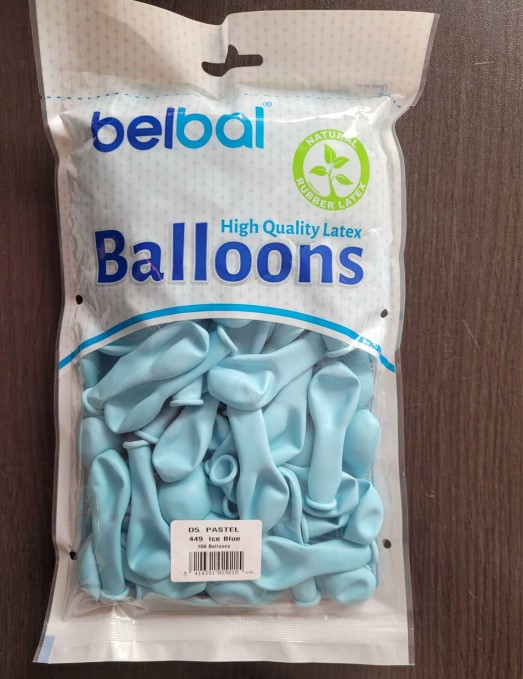 Set 100 baloane latex macaron albastru premium 13 cm [3]