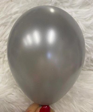 Set 100 baloane latex metalizat argintiu 13 cm [2]