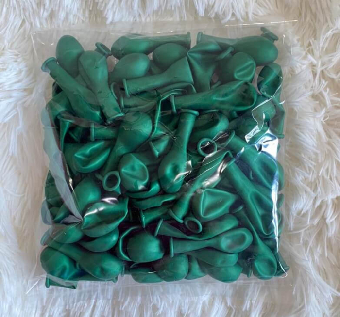 Set 100 baloane latex metalizat verde 13 cm [4]