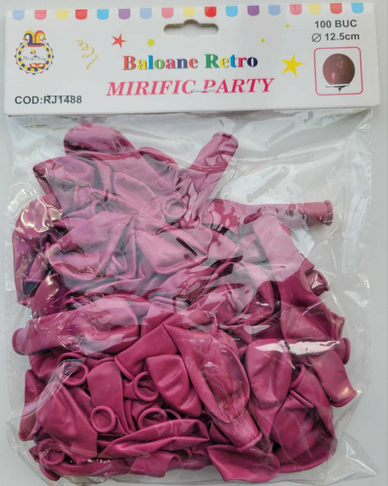 Set 100 baloane latex retro roz 13 cm [6]