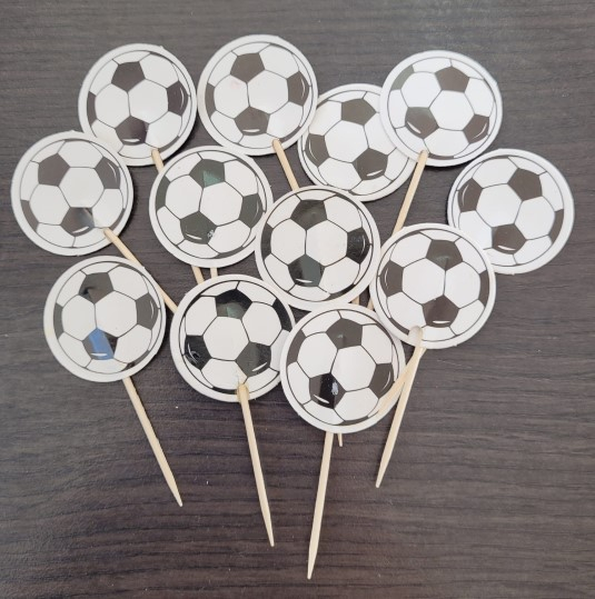 Set 12 decoratiuni briose carton minge fotbal 3.5 cm [2]