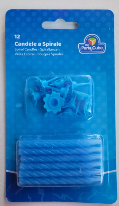 Set 12 lumanari albastre de tort cu suport floare 6 cm [3]