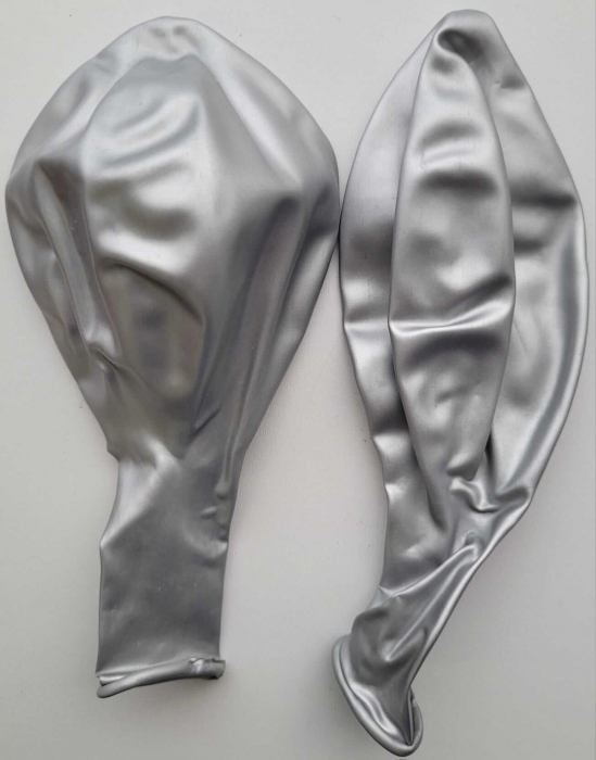 Set 2 baloane latex chrome argintiu 38 cm [4]