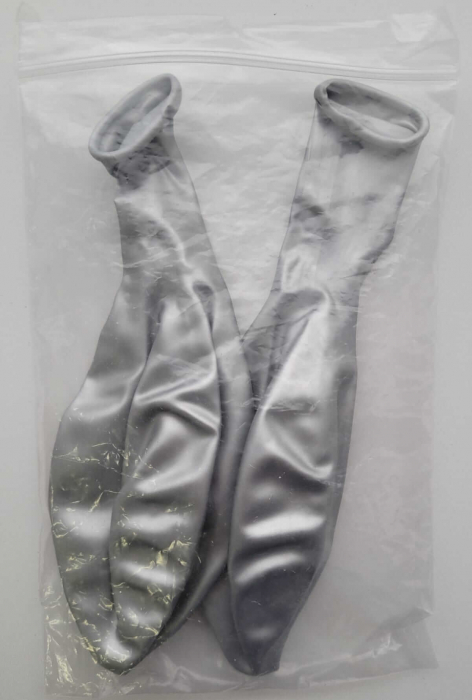 Set 2 baloane latex chrome argintiu 38 cm [5]