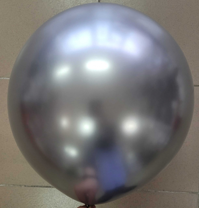 Set 2 baloane latex chrome argintiu 38 cm [3]